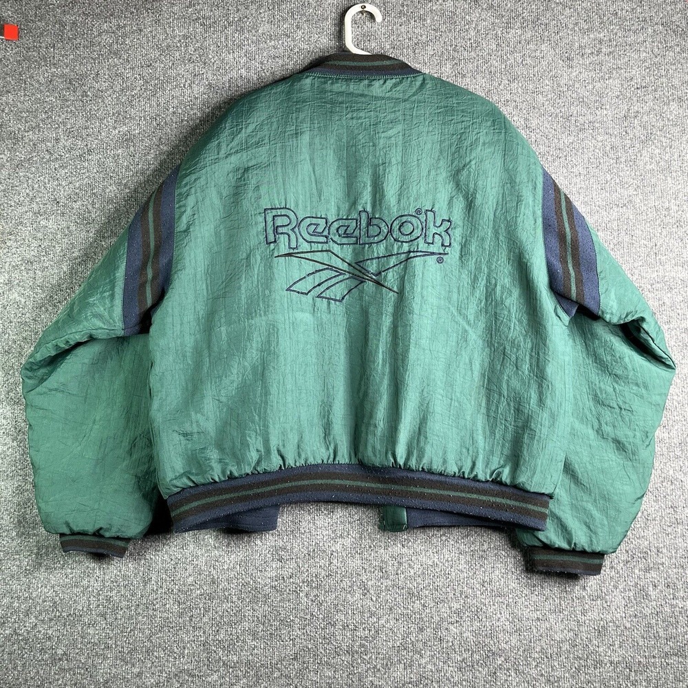 Vintage Reebok Puffer Jacket Men XL Quilted Broken Zipper‎